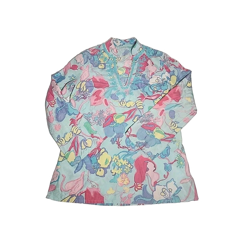 J. McLaughlin Floral Silk‎ V Neck Tunic Size 6